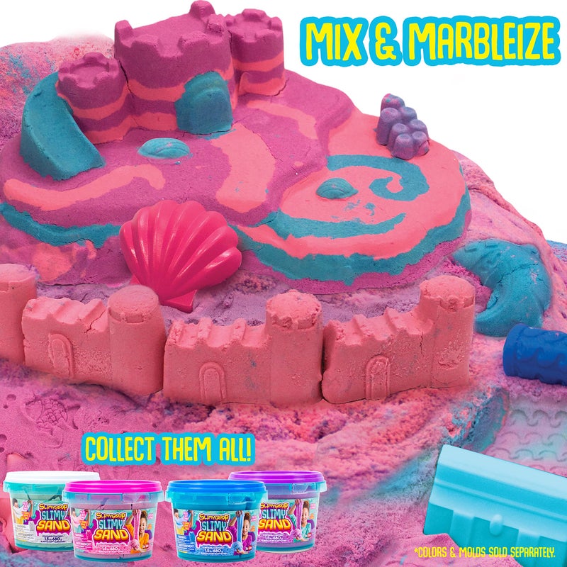 SLIMYSAND by Horizon Group USA, 1.5 Lbs of Stretchable, Expandable, Moldable Cloud Slime, Non Stick, Slimy Play Sand in A Reusable Bucket, Blue- A Sensory Activity , Light Blue - Image 4